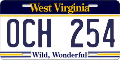 WV license plate OCH254
