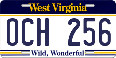 WV license plate OCH256