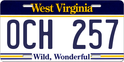WV license plate OCH257