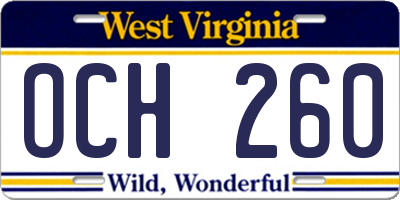 WV license plate OCH260