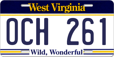 WV license plate OCH261