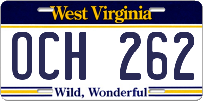 WV license plate OCH262