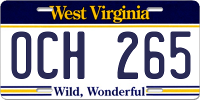 WV license plate OCH265