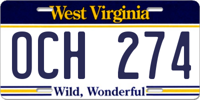 WV license plate OCH274