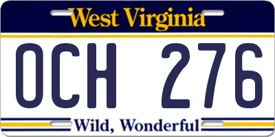 WV license plate OCH276