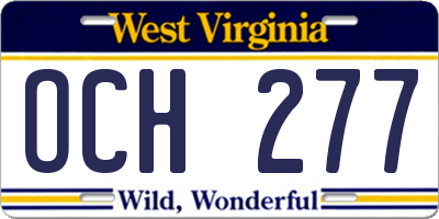 WV license plate OCH277