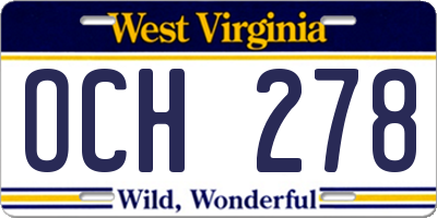 WV license plate OCH278