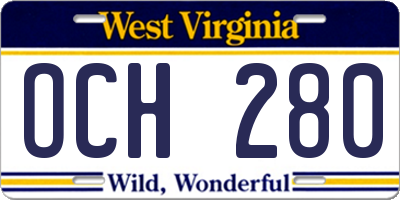 WV license plate OCH280
