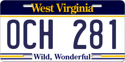 WV license plate OCH281