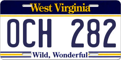 WV license plate OCH282