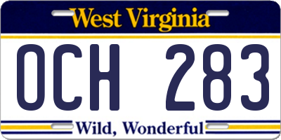 WV license plate OCH283