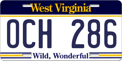 WV license plate OCH286