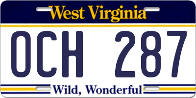 WV license plate OCH287