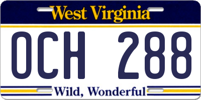 WV license plate OCH288