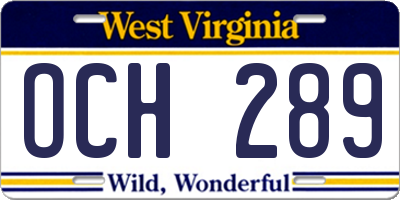 WV license plate OCH289