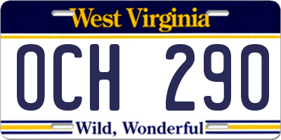 WV license plate OCH290