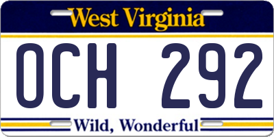 WV license plate OCH292