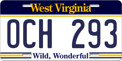 WV license plate OCH293