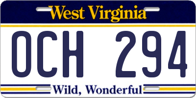 WV license plate OCH294