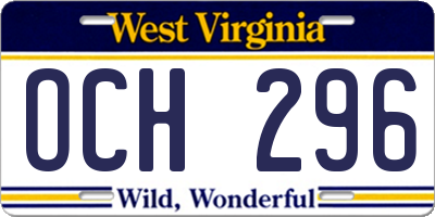 WV license plate OCH296