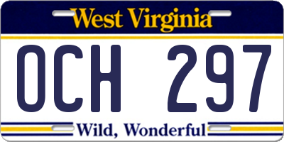 WV license plate OCH297