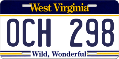 WV license plate OCH298