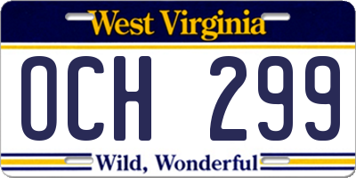 WV license plate OCH299