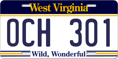 WV license plate OCH301