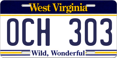 WV license plate OCH303