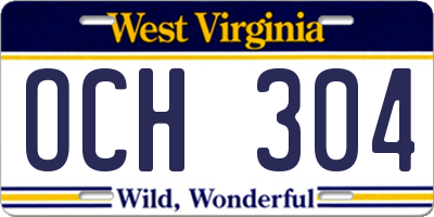 WV license plate OCH304