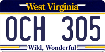 WV license plate OCH305