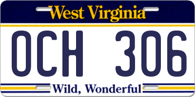 WV license plate OCH306