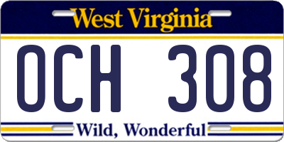 WV license plate OCH308