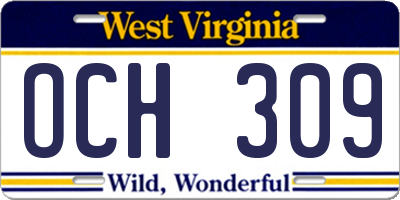WV license plate OCH309