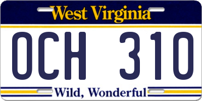 WV license plate OCH310