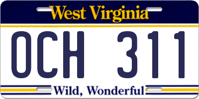 WV license plate OCH311