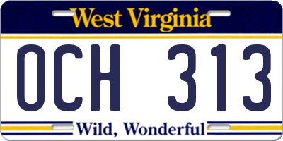WV license plate OCH313