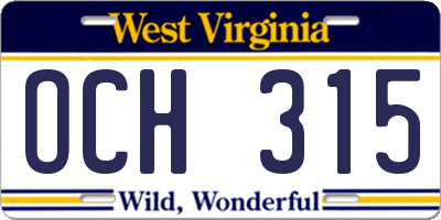 WV license plate OCH315