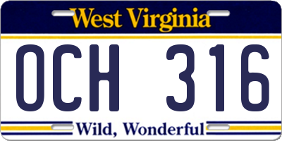 WV license plate OCH316