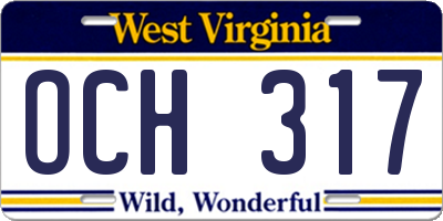 WV license plate OCH317