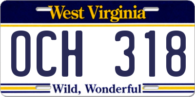 WV license plate OCH318