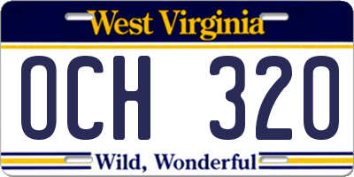 WV license plate OCH320