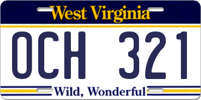 WV license plate OCH321