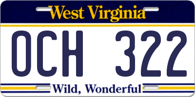 WV license plate OCH322