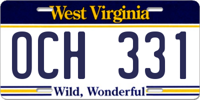 WV license plate OCH331