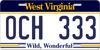 WV license plate OCH333