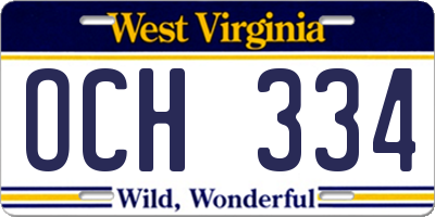 WV license plate OCH334