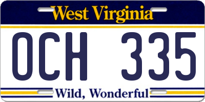 WV license plate OCH335