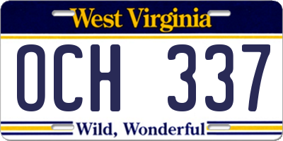 WV license plate OCH337
