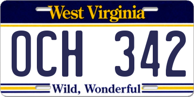 WV license plate OCH342
